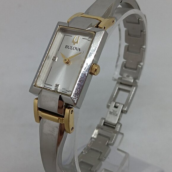 Bulova Classic 98P229 Women's 18x26mm Two-Tone S/Steel Diamond Dial Quartz Watch - Picture 1 of 11